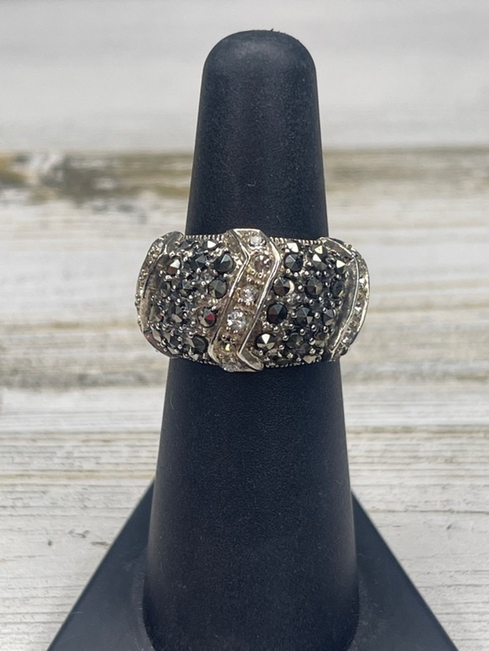 Jewelry - Sterling Silver Marcasite Crystal Wide Band Statement Ring
